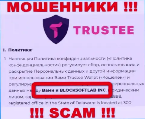 BLOCKSOFTLAB INC владеет организацией Трасти - это МОШЕННИКИ !!!