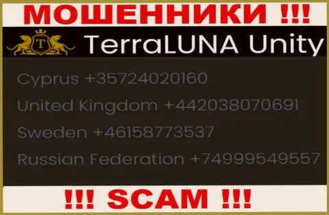 Вызов от лохотронщиков TerraLuna Unity можно ожидать с любого телефонного номера, их у них немало