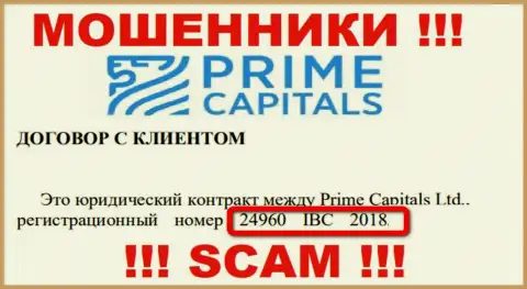 Prime Capitals - АФЕРИСТЫ !!! Номер регистрации компании - 24960 IBC 2018