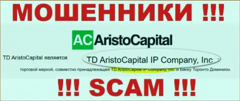 Юр лицо мошенников AristoCapital Com - это TD AristoCapital IP Company, Inc, инфа с интернет-ресурса мошенников