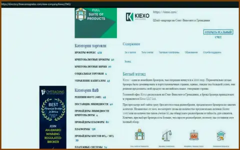 Материал об условиях трейдинга Форекс дилинговой организации KIEXO, расположенный на веб-сайте директори финансмагнатес Ком