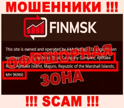 Перейдя на онлайн-ресурс FinMSK Com можно увидеть, что располагаются они в оффшоре: Trust Company Complex, Ajeltake Road, Ajeltake Island, Majuro, Republic of the Marshall Islands, MH 96960 - это МОШЕННИКИ !