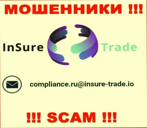 Компания InSure-Trade Io не скрывает свой адрес электронной почты и показывает его на своем web-ресурсе