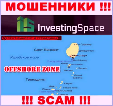 ИнвестингСпейс находятся на территории - St. Vincent and the Grenadines, остерегайтесь совместного сотрудничества с ними