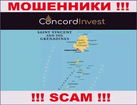 St. Vincent and the Grenadines - здесь, в оффшорной зоне, пустили корни интернет мошенники ConcordInvest
