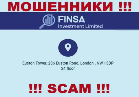 Избегайте взаимодействия с компанией FinsaInvestmentLimited - эти мошенники представляют ненастоящий адрес регистрации
