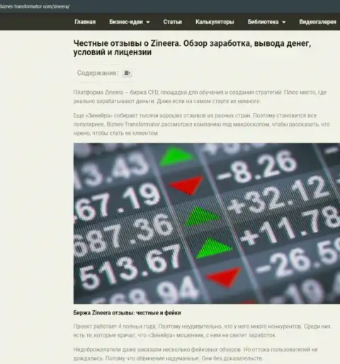 Анализ условий для торговли биржевой площадки Зинеера, опубликованный на веб-портале biznes transformator com